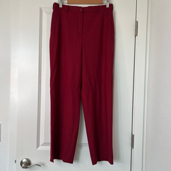Vintage 90s Armani Collezioni Red Wool Blend Trousers Pants Italy Quiet Luxury - Picture 5 of 14